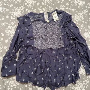 OshKosh B'gosh Dark Blue Floral Kids Blouse